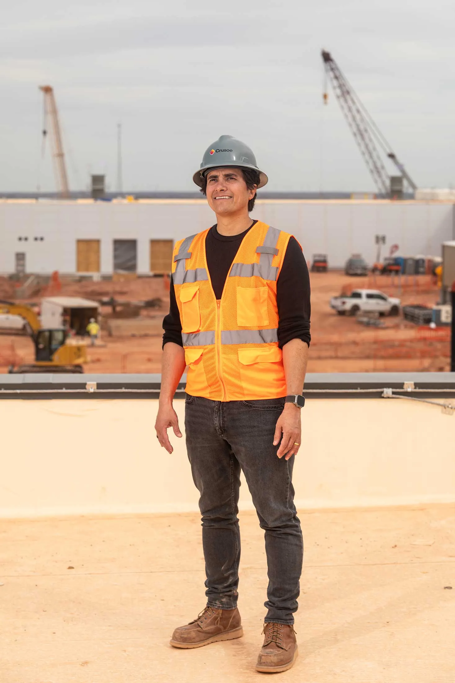 Chase Lochmiller, co-founder and chief executive officer of Crusoe, on the roof of the data center in Abilene.