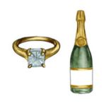 wedding ring and champagne